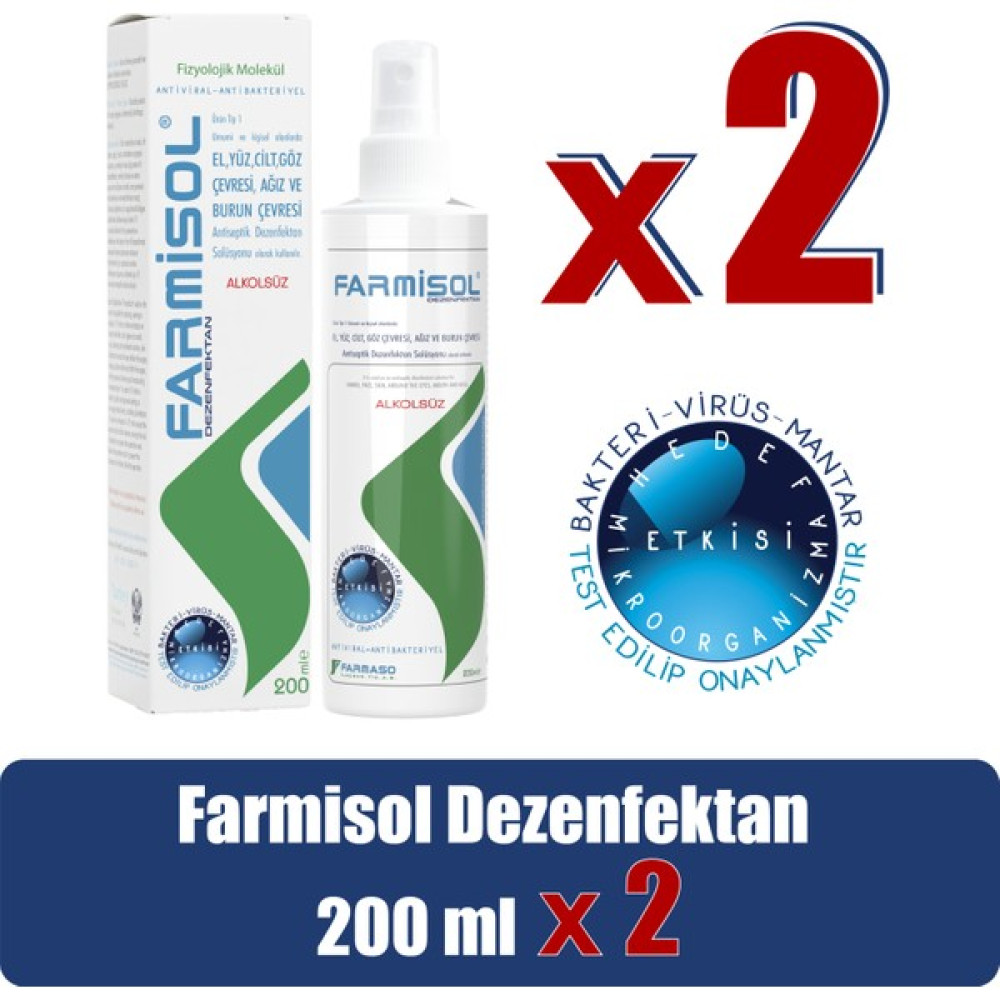 Farmisol Dezenfektan - Kişisel Kullanım Antiseptiği 200 ml - 2 Adet - 400 ml Hijyen ve Temizlik Fiyatı