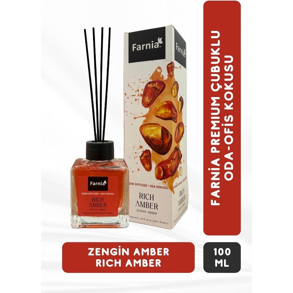 Farnia Premium Çubuklu Oda ve Ofis Kokusu 100 ml Zengin Amber Rich Amber Diğer Fiyatı