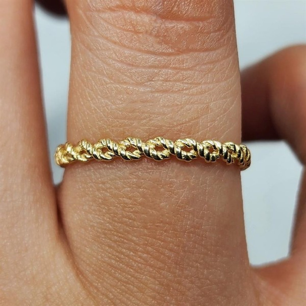 Fasek Gold Kör Düğüm Minimal Tasarım 925 Ayar Gümüş Alyans - Sarı - 11 Gümüş Yüzük Fiyatı