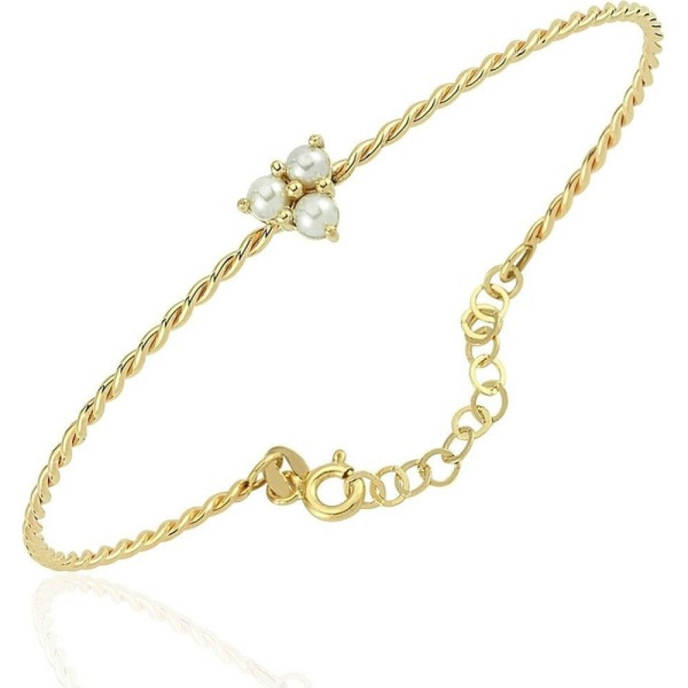 Fasek Gold Mini Incili Burgu Gümüş Bilezik - Sarı Gümüş Bilezik Fiyatı