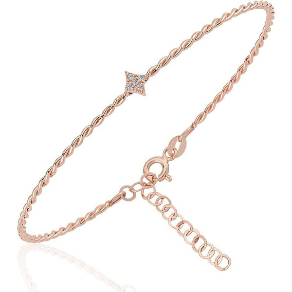 Fasek Gold Taşlı Mini Karo Burgu Gümüş Bilezik - Rose Gümüş Bilezik Fiyatı