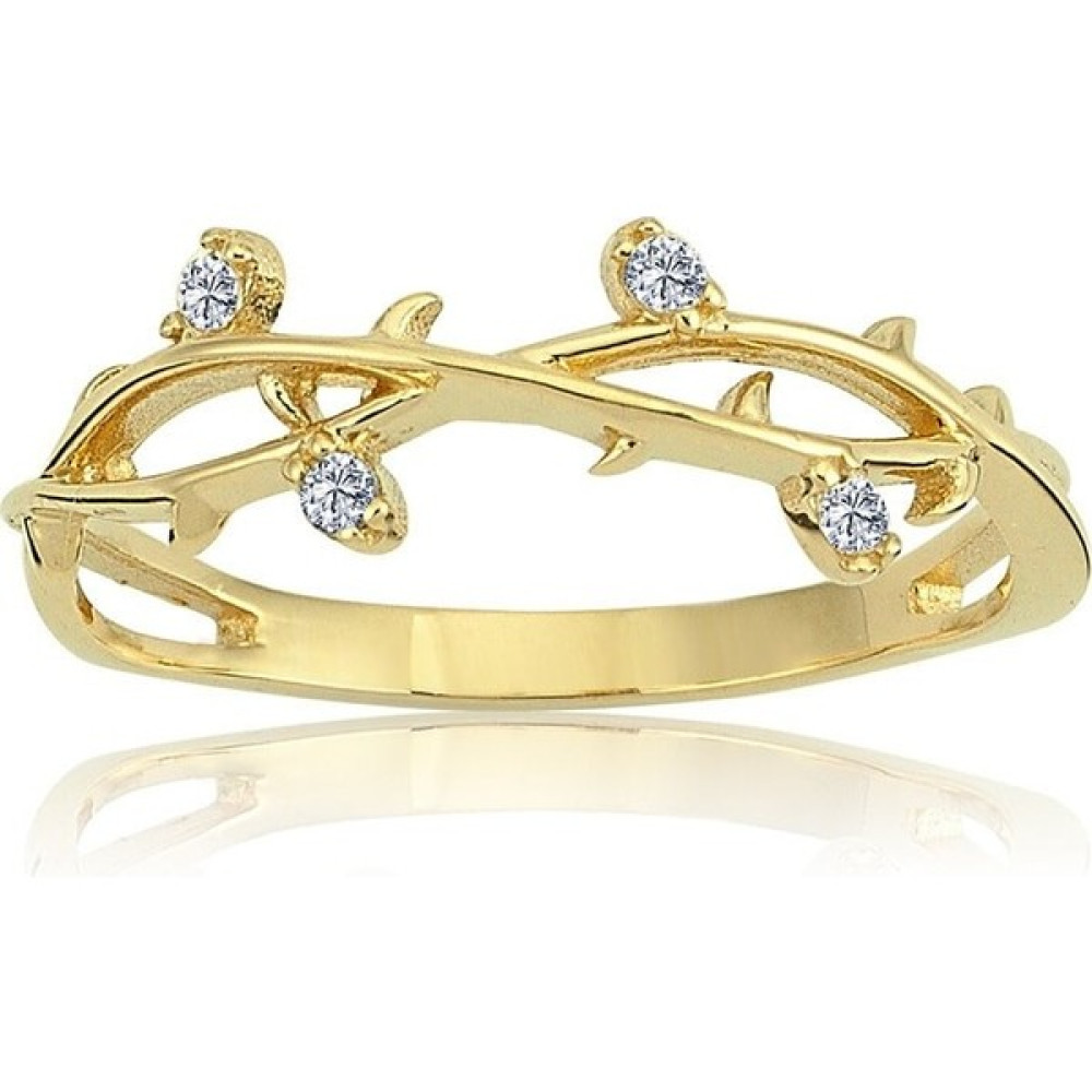 Fasek Gold Taşlı Sarmaşık Gümüş Yüzük - Sarı - 17 Gümüş Yüzük Fiyatı