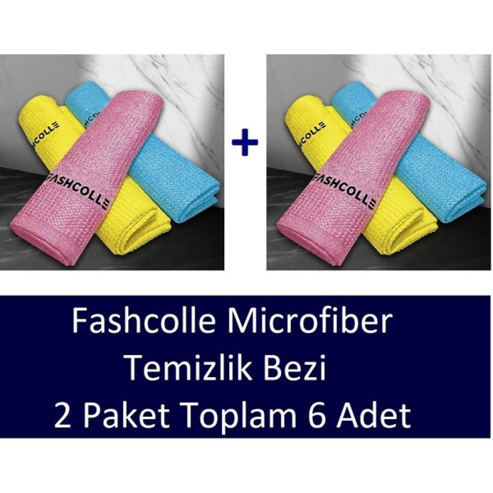 Fashcolle Mikrofiber Temizlik Bezi 3'lü x 2 Paket Toplam 6 Adet Deterjan ve Temizlik Ürünleri Fiyatı