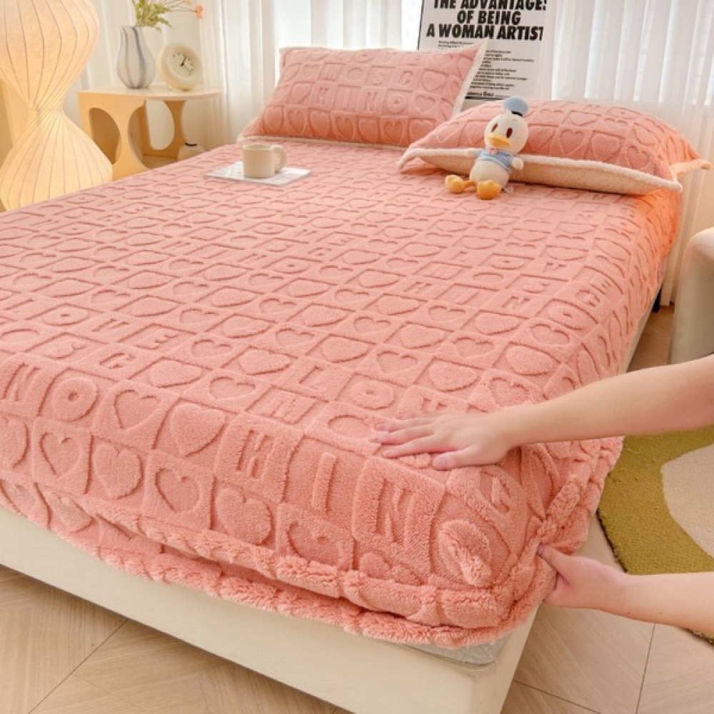 Fashion Boutique Kışlık Kalınlaştırılmış Pazen Tafta Koruyucu Yatak Örtüsü - Pembe (Yurt Dışından) - 180*200cm Çarşaf Fiyatı