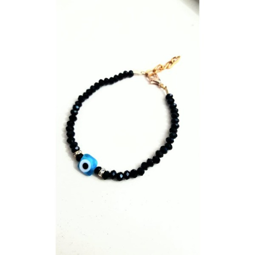 Fashion Jewelry Kristal Boncuklu Nazarlıklı Siyah Bileklik Saat ve Bileklik Aksesuarı Fiyatı