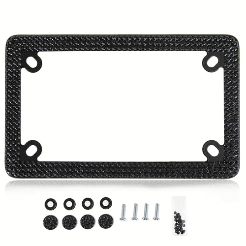 Fashion Motorcycle Black Bling License Plate Frames,Crystal Motorcycle License Plate Holder,Motorbike Rhinestone License Plate Covers