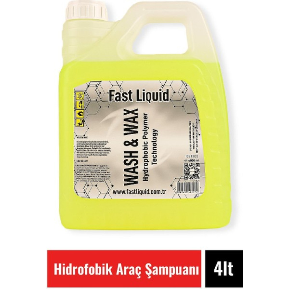 Fast Liquid Wash & Wax 4 Lt Hidrofobik Araç Şampuanı Oto Yıkama Ürünleri Fiyatı