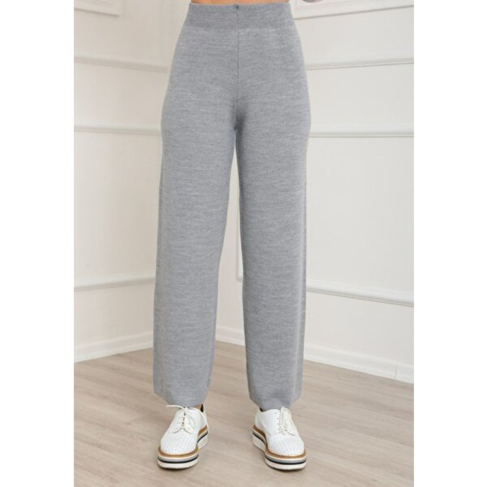Fatella Kadın Rahat Kalıp Geniş Paça Comfort Beli Lastikli Triko Pantolon Kadın Pantolon Fiyatı