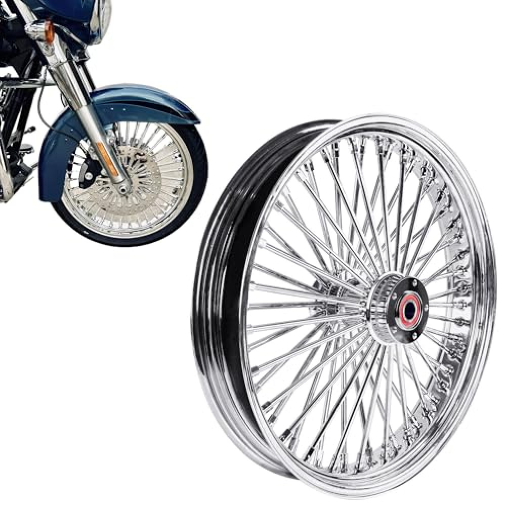 FATFLEX 21 * 3.5'' 52 Stainless Steel Spokes Front Dual Wheels W/ABS Bearing for 2008-later Touring 21 Inch Harley Wheels and Rims Updating