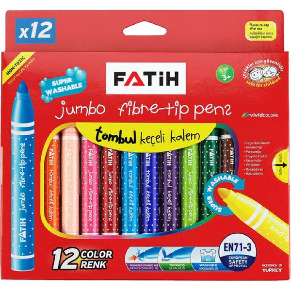 Fatih 12 Renk Jumbo Keçeli Kalem Yıkanabilir Keçe Uçlu Kalem Fiyatı