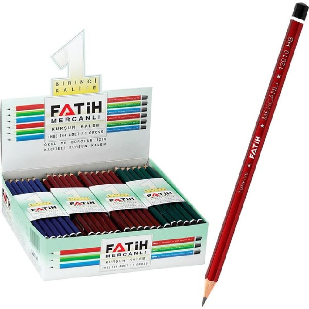 Fatih 12010 Köşeli Mercanlı 12'li Kurşun Kalem Kurşun (Ahşap) Kalem Fiyatı