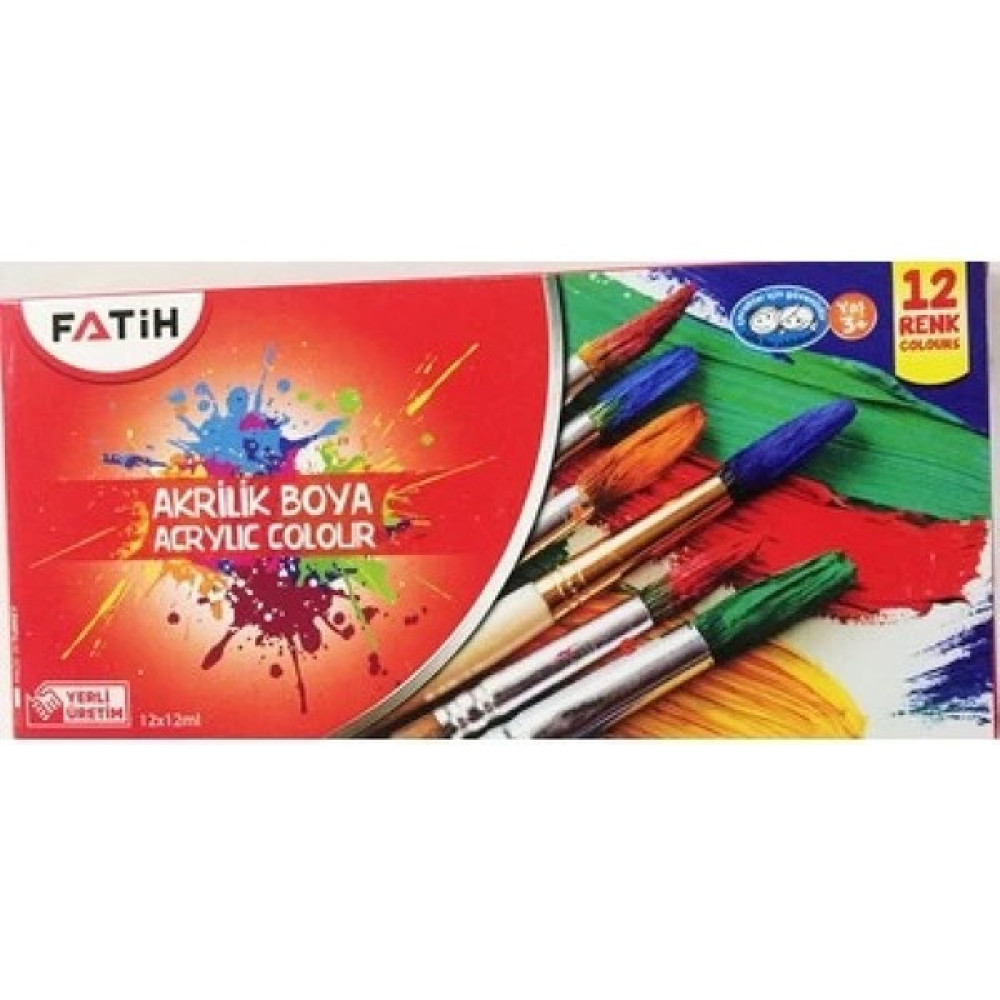 Fatih Akrilik Boya Tüplü 12 Renk 12 Ml- Akrilik Boya Fiyatı