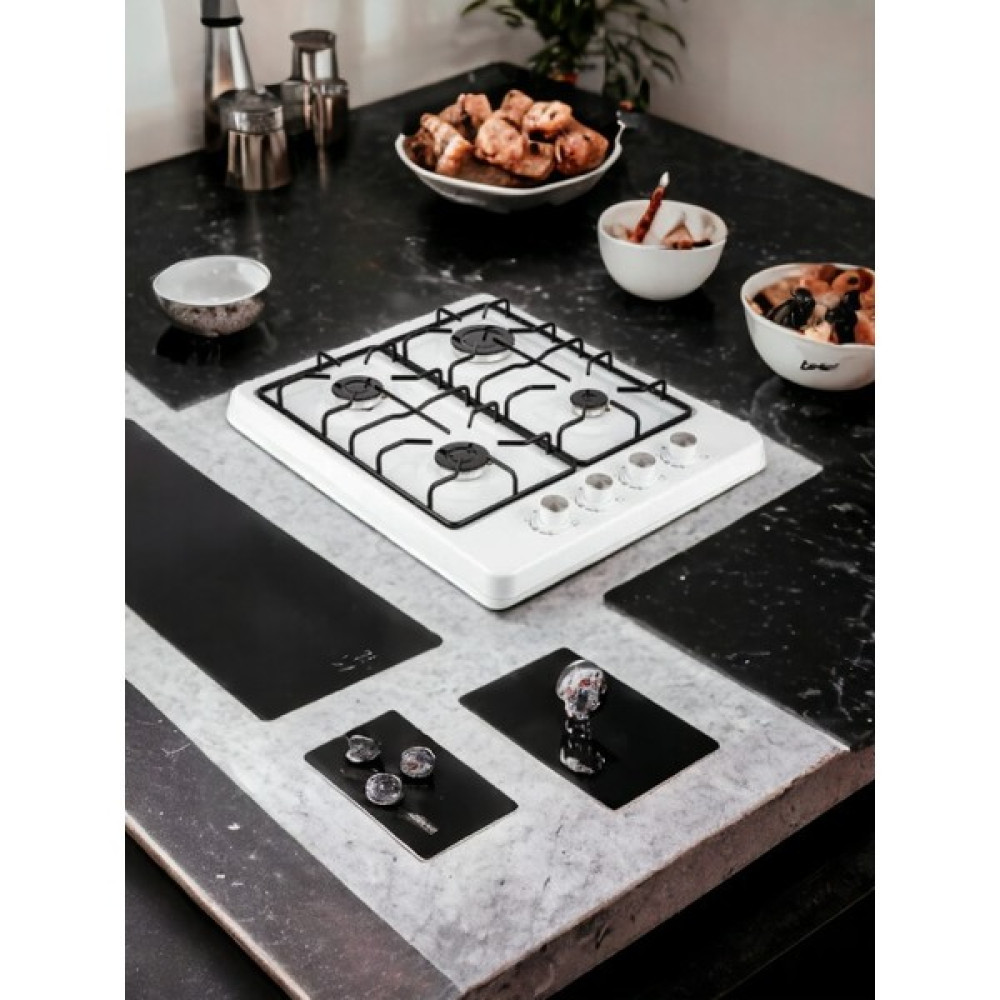 Fatnes Home 4 Gözlü Çakmaksız Set Üstü Ocak - Beyaz - Doğalgaz Ocaklar Fiyatı