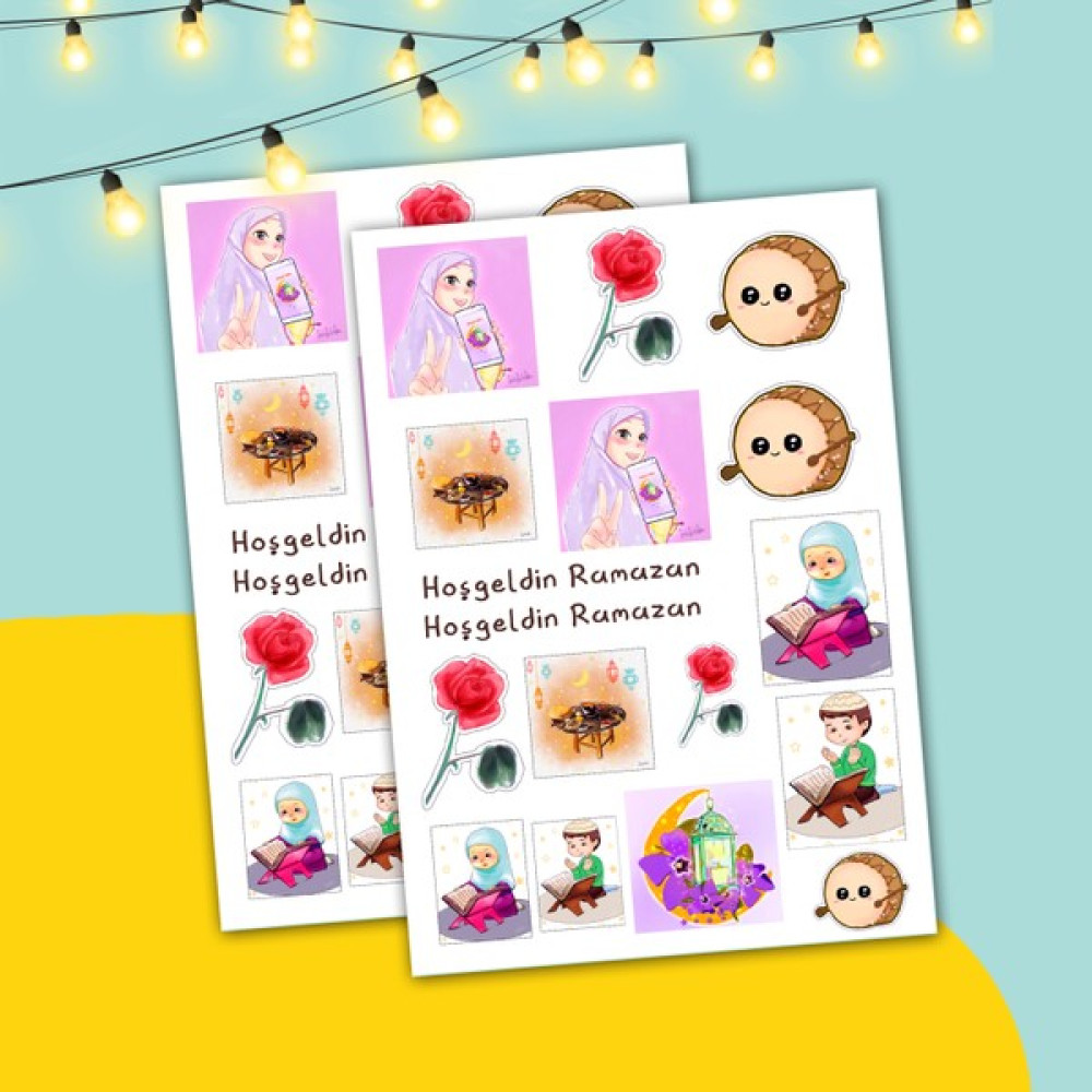 Fatofotofan Özel Çizimli Hoşgeldin Ramazan Sticker Seti A5 - 14,8 x 21 cm Sticker Fiyatı