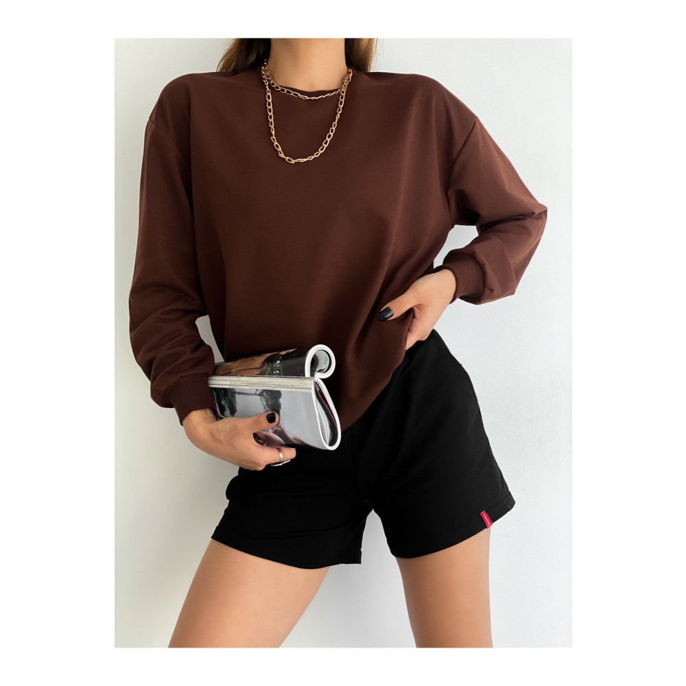 Fav Style Kadın Bisiklet Yaka Iki Iplik Oversize Sweatshirt Kahve S Beden Bayan Sweatshirt Fiyatı
