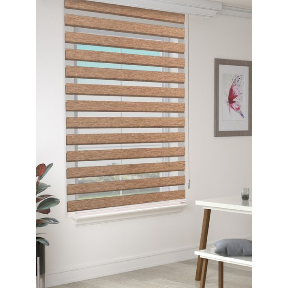 Favolli Kırçıllı Kahve Eco Bambu Stor Zebra Perde A+ Kalite , Dayanıklı Alüminyum Kasa - 170 x 200 cm Stor Perde Fiyatı