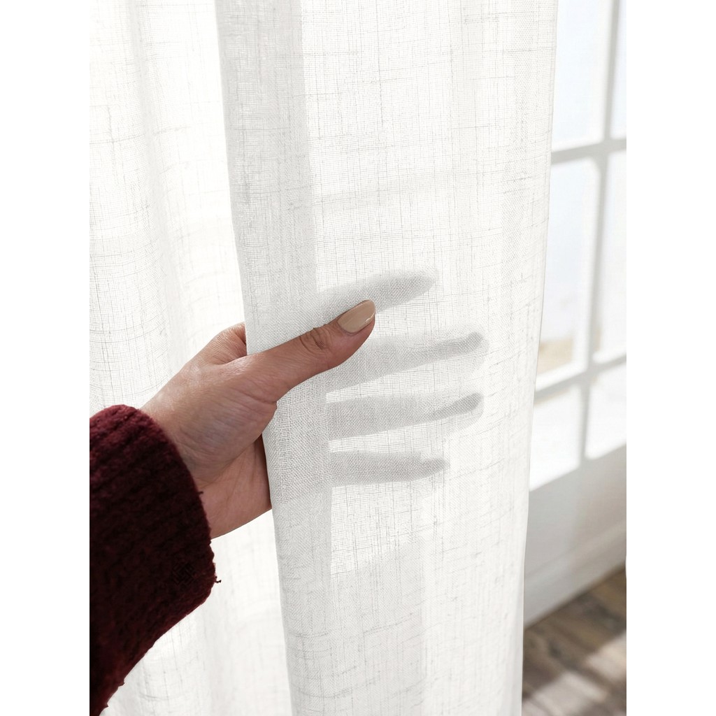 Favolli Kırık Beyaz Keten Dokulu 1/3 Sık Pileli Zarif Tül Perde | Ütü Istemez | En Çok Satan Tül Perde - 400 x 260 cm Tül Perde Fiyatı