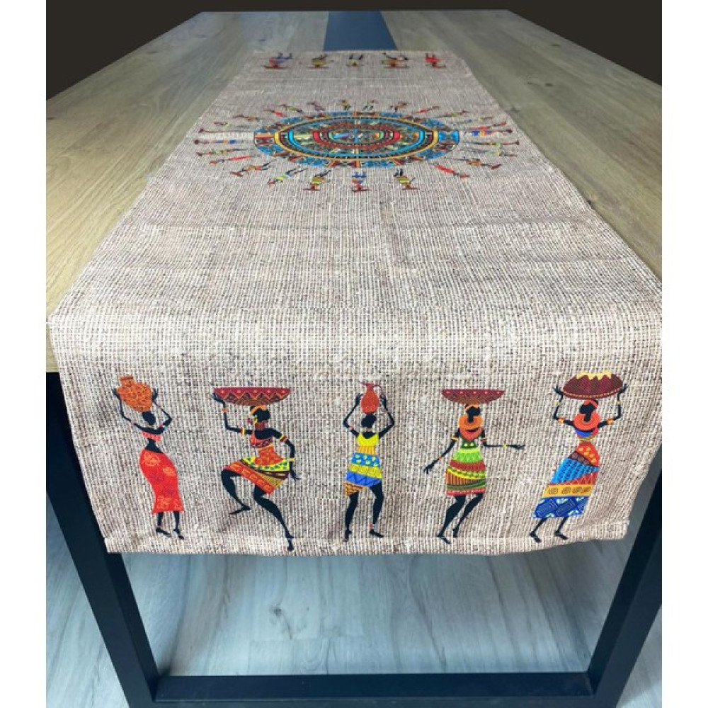 Favor Kumaş 1255 Afrika Keten Desenli Runner - 40 x 130 cm - Renkli Masa Örtüsü Fiyatı