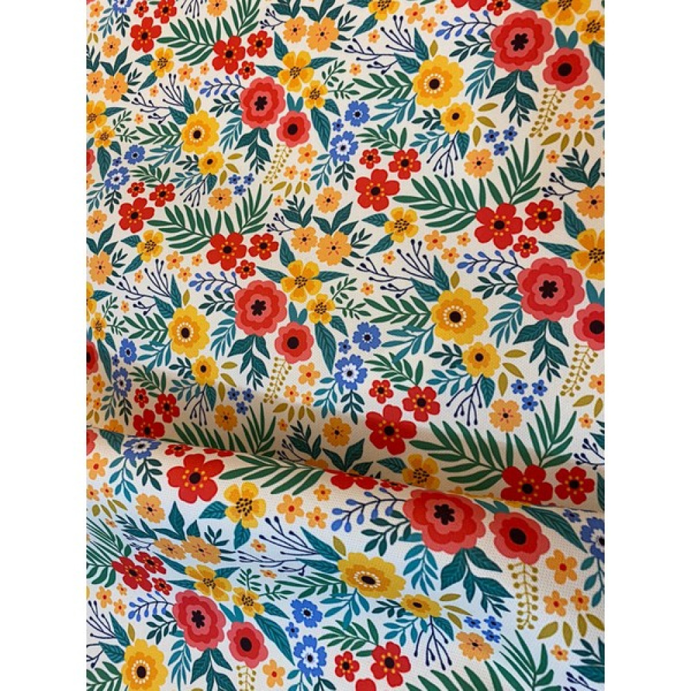 Favor Kumaş Retro Tarzı Çiçek Desen Dijital Baskılı Kumaş FVR-1660 - 140 cm - 1 m - Renkli Kumaşlar Fiyatı