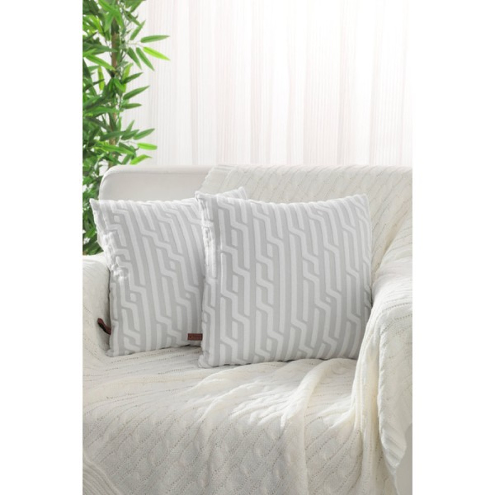 Favora 2li Bohem Desenli Özel Tasarım Punch Kırlent Kılıfı - Gri - 40 x 40 cm Kırlent / Mobilya Yastığı Fiyatı