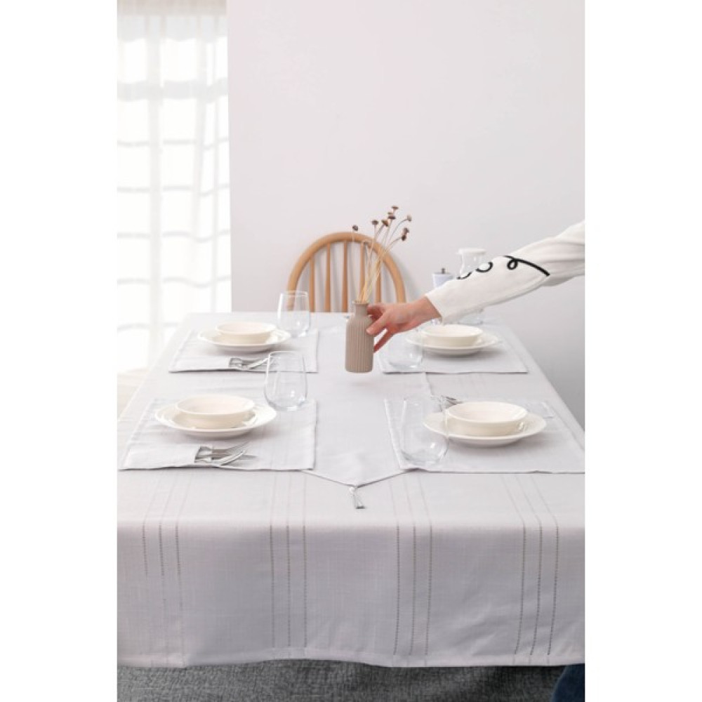 Favora Açelya 12 Kişilik Masa Örtüsü Runner Takımı - Gri - 155 x 220 cm Masa Örtüsü Fiyatı