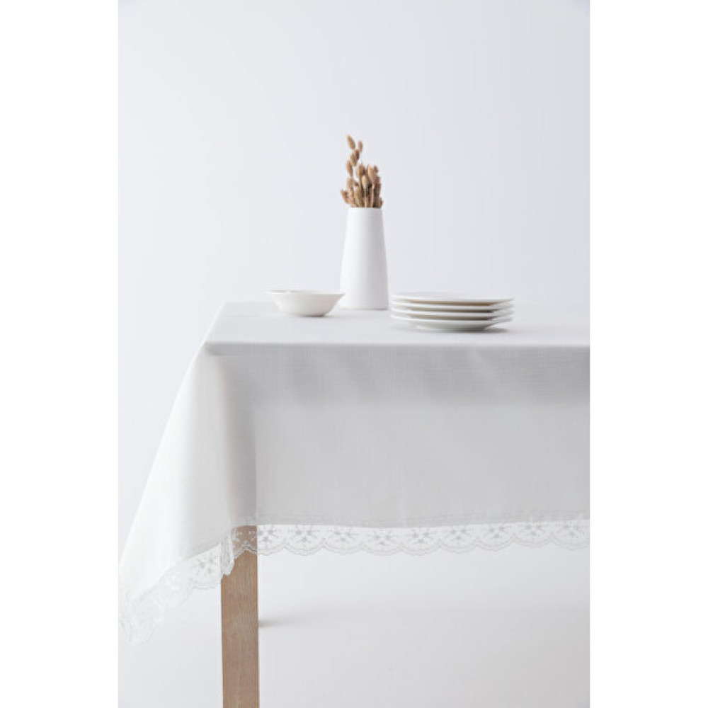 Favora Akasya Leke Tutmaz Güpürlü Masa Örtüsü - Ekru - 160 x 220 cm Masa Örtüsü Fiyatı