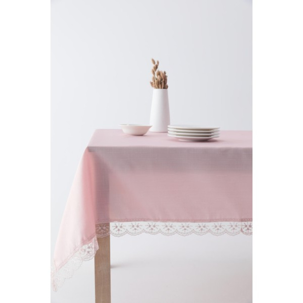 Favora Akasya Leke Tutmaz Güpürlü Masa Örtüsü - Pudra - 160 x 220 cm Masa Örtüsü Fiyatı