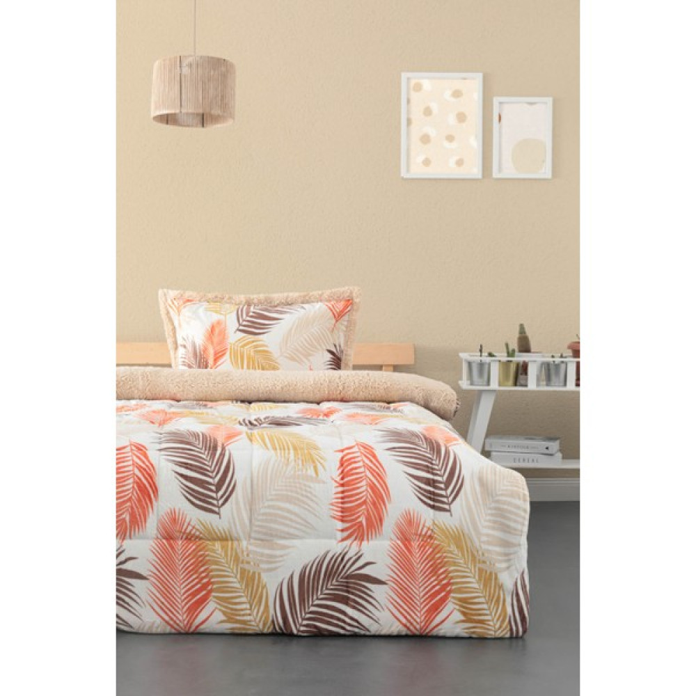 Favora Comforter Yaprak Desen Tek Kişilik Battaniye Seti - Kahverengi - 180 x 230 cm Battaniye Fiyatı