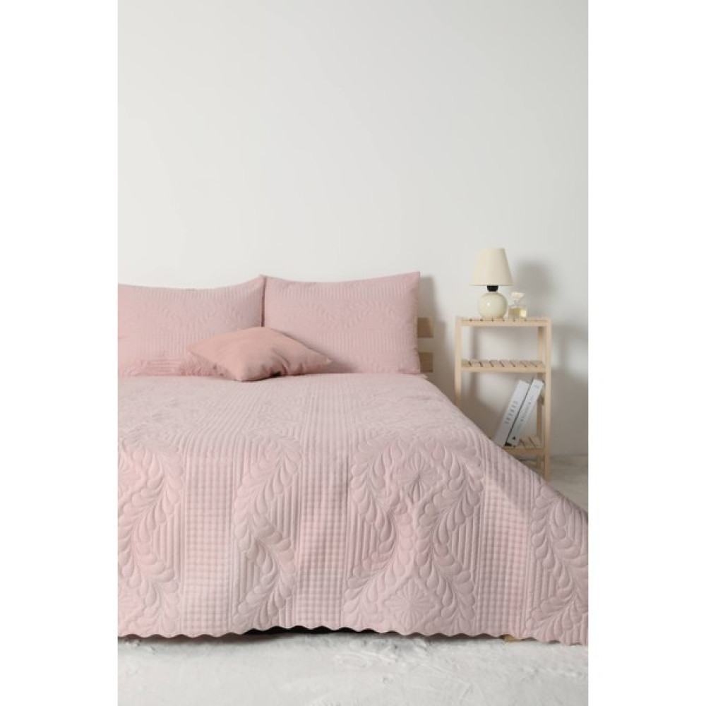 Favora Elif Jumbo Soft Çift Kişilik Yatak Örtüsü Takımı - Pudra - 250 x 260 cm Yatak Örtüsü Fiyatı