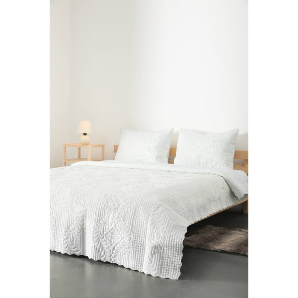 Favora Elif Kadife Çift Kişilik Yatak Örtüsü Takımı - Ekru - 250 x 260 cm Yatak Örtüsü Fiyatı