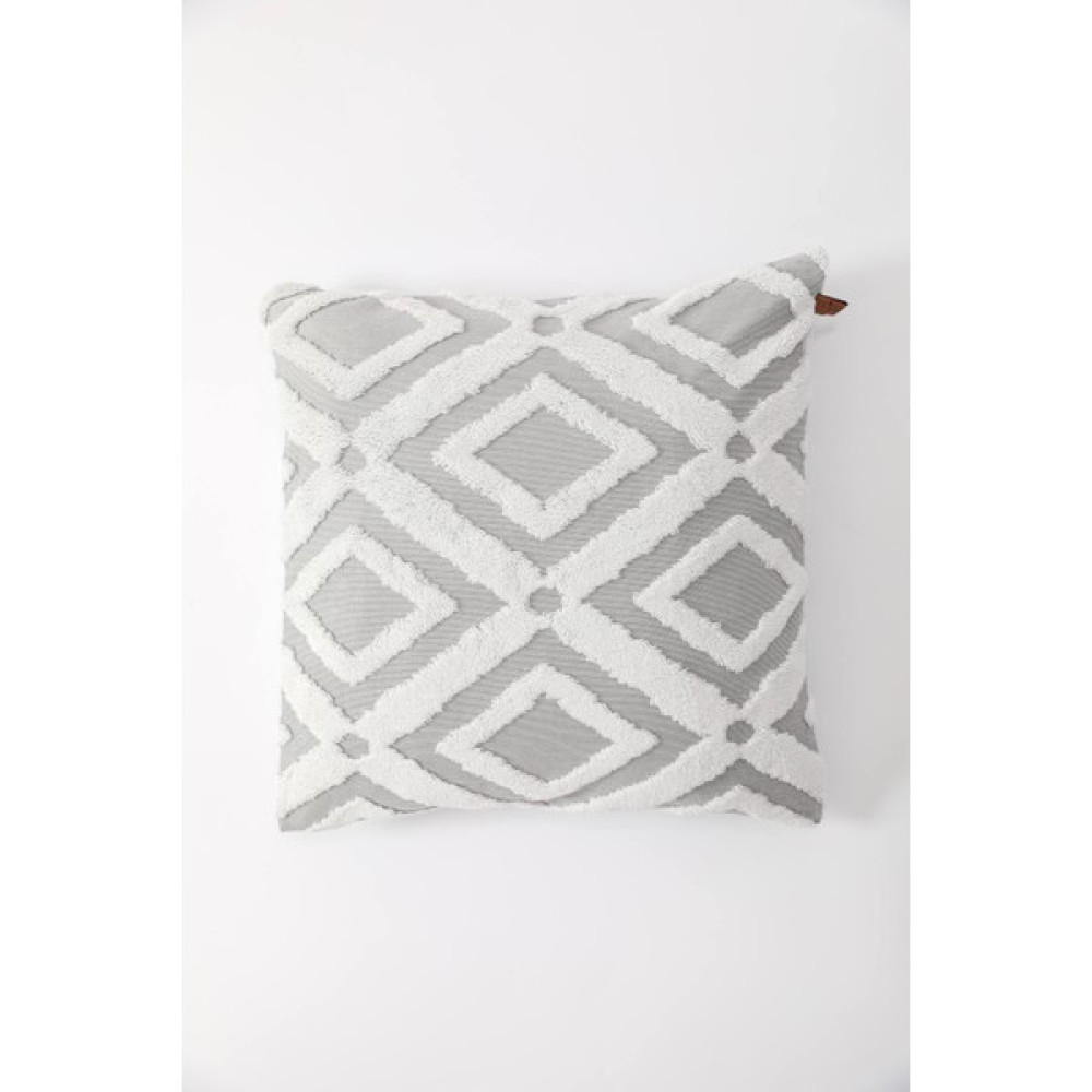 Favora Etnik Desenli Özel Tasarım Punch Kırlent Kılıfı 42X42 cm - Gri - 42 x 42 cm Kırlent / Mobilya Yastığı Fiyatı