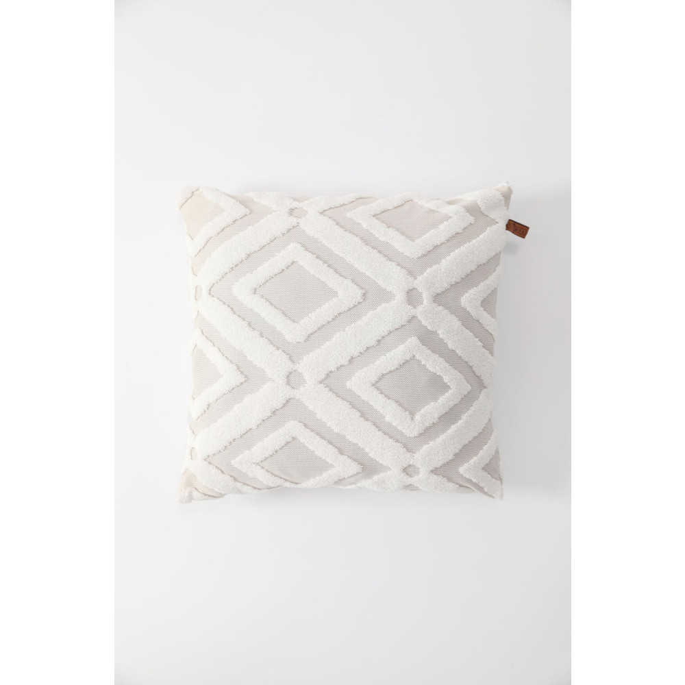 FAVORA Etnik Desenli Özel Tasarım Punch Kırlent Kılıfı 42x42 Cm - Krem 42 x 42 Beden Yatak Odası Tekstili Fiyatı