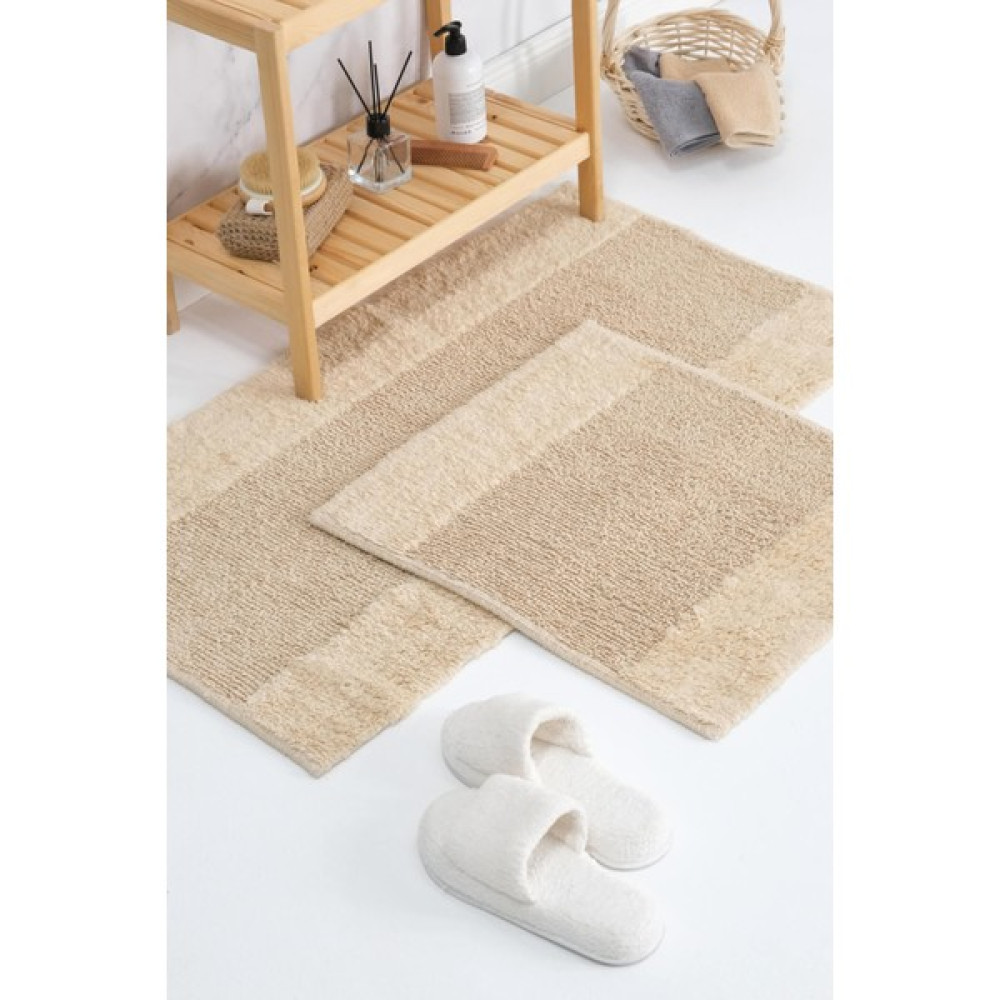 Favora Iva Home Tufting %100 Natural Pamuk 2li Banyo Paspas Takımı - Vizon Klozet Takımı Fiyatı