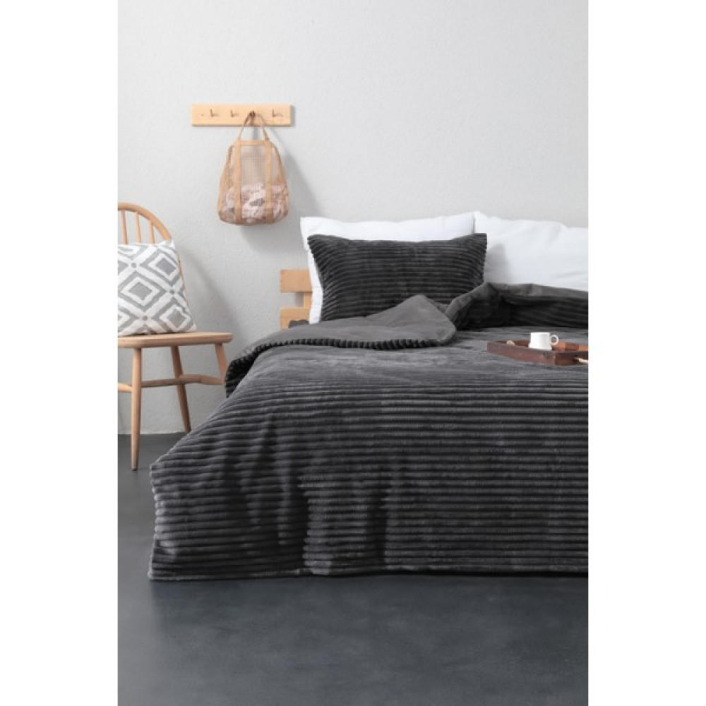 Favora Merinos Fitilli Peluş Tek Kişilik Nevresim Takımı - Antrasit - 160 x 220 cm Nevresim Takımı Fiyatı
