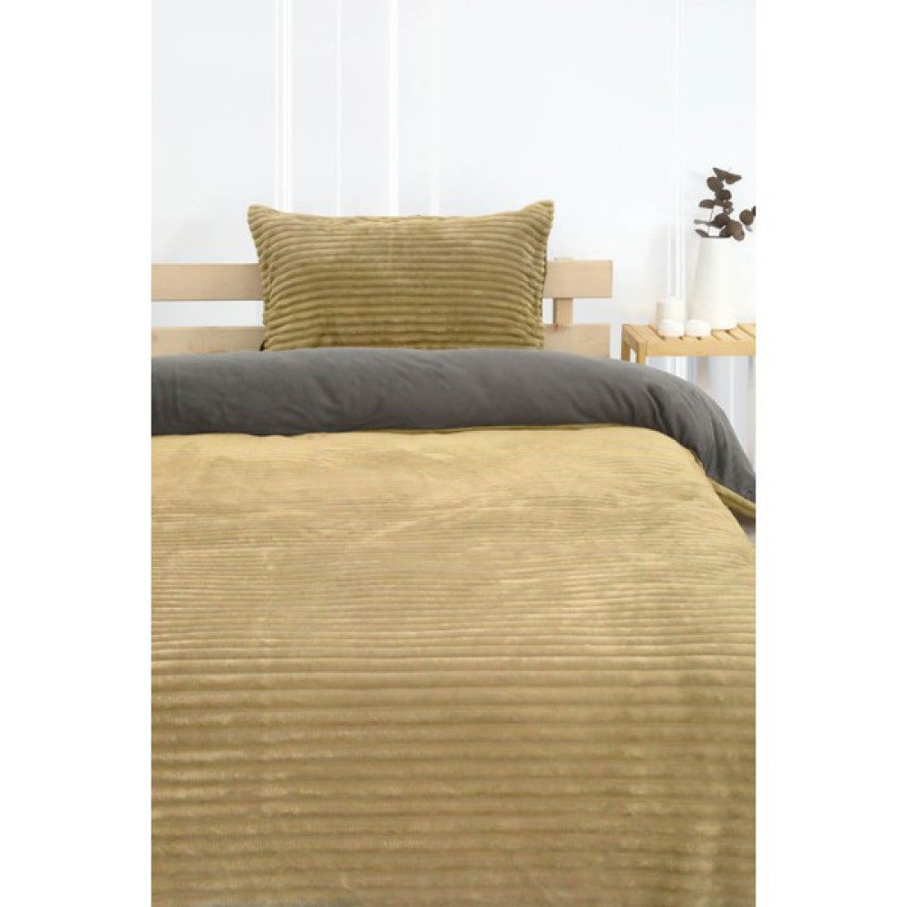 Favora Merinos Fitilli Peluş Tek Kişilik Nevresim Takımı - Hardal - 160 x 220 cm Nevresim Takımı Fiyatı