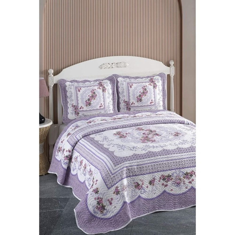 Favora Örtüm Adele Lila Çift Kişilik Kapitone Yatak Örtüsü Takımı - Lila - 250 x 260 cm Yatak Örtüsü Fiyatı