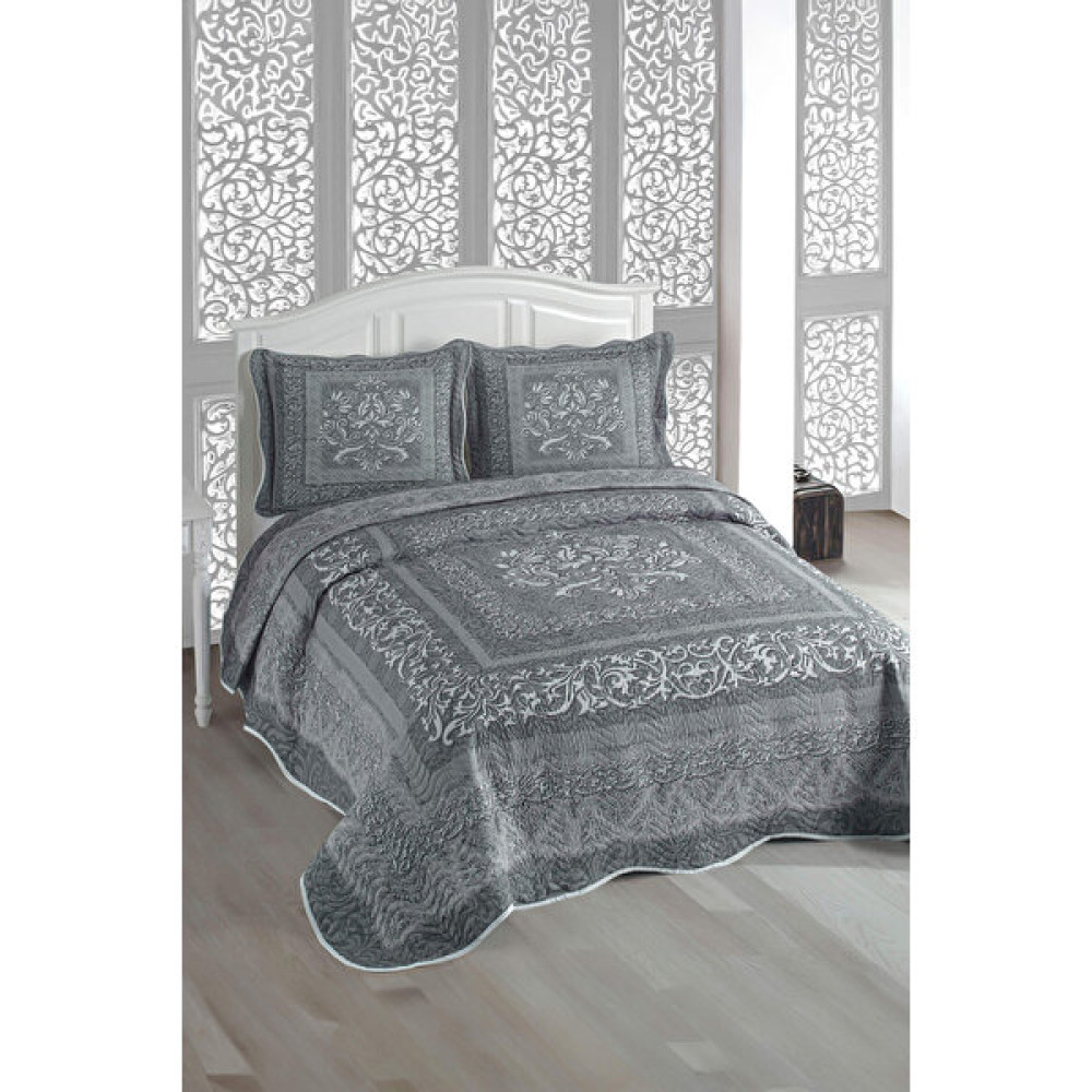Favora Örtüm Holly Çift Kişilik Kapitone Yatak Örtüsü Takımı - Antrasit - 260 x 240 cm Yatak Örtüsü Fiyatı