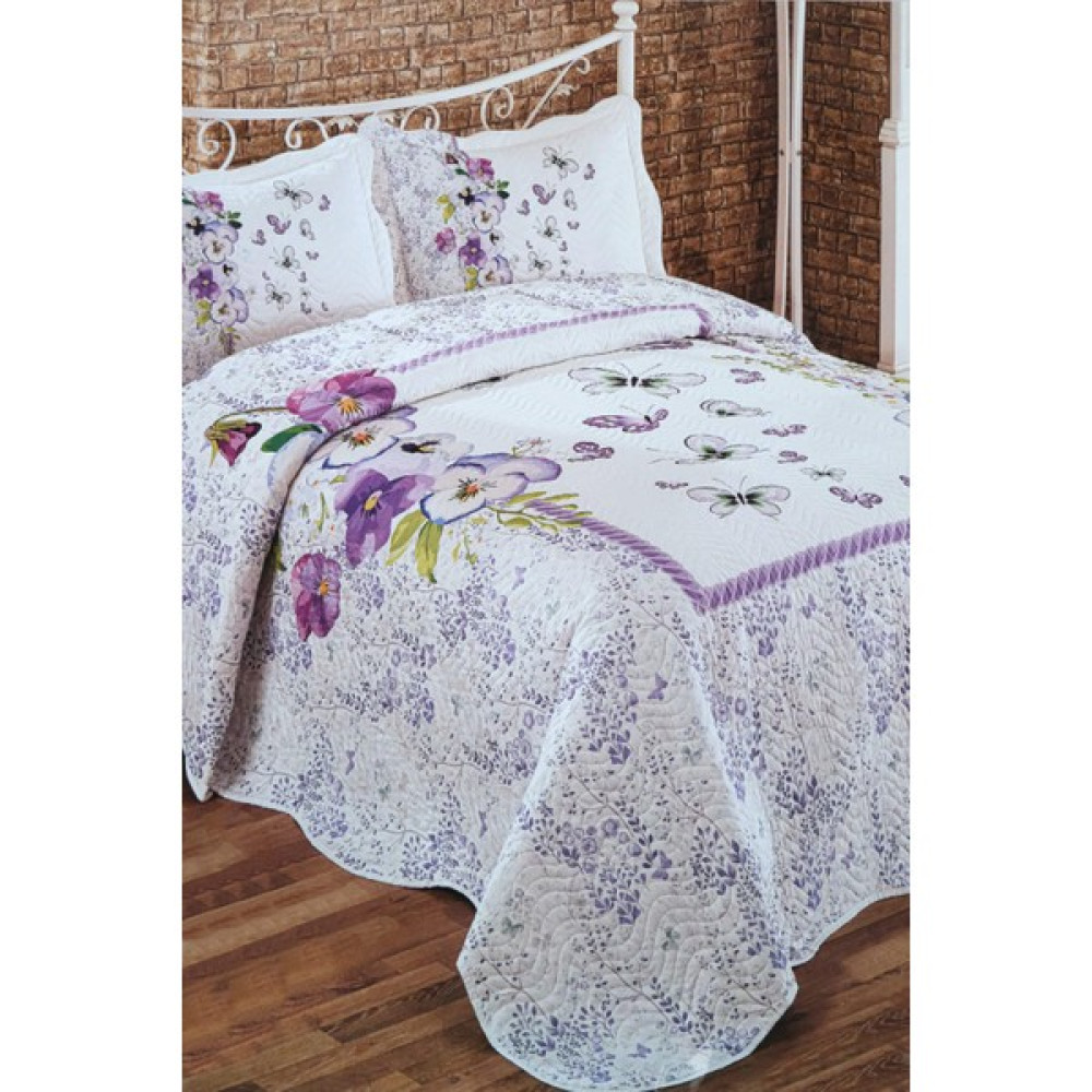 Favora Örtüm Lalin Çift Kişilik Kapitone Yatak Örtüsü Takımı - Lila - 250 x 260 cm Yatak Örtüsü Fiyatı