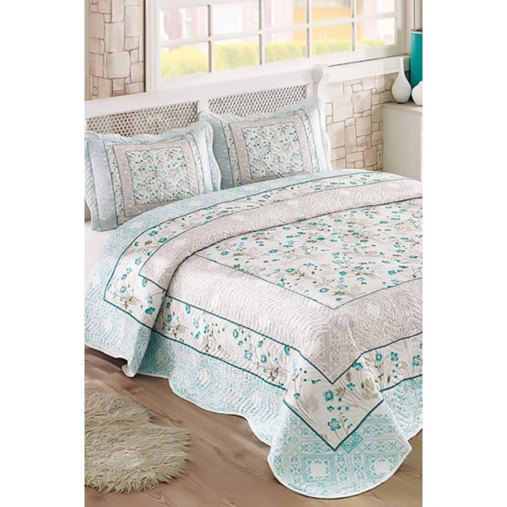 Favora Örtüm Nora Çift Kişilik Kapitone Yatak Örtüsü Takımı - Mavi - 250 x 260 cm Yatak Örtüsü Fiyatı