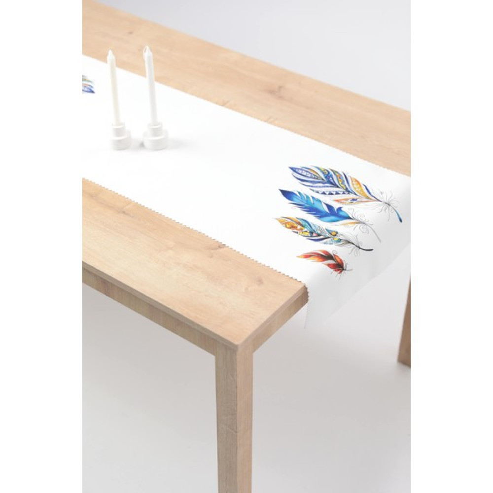 Favora Özel Tasarım Dijital Baskılı Runner 40 x 140 cm. - Krem - Mavi - 40 x 140 cm Masa Örtüsü Fiyatı