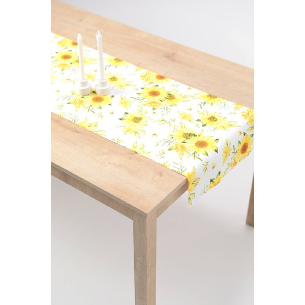 Favora Özel Tasarım Dijital Baskılı Runner 40 x 140 cm. - Sarı - Beyaz - 40 x 140 cm Masa Örtüsü Fiyatı