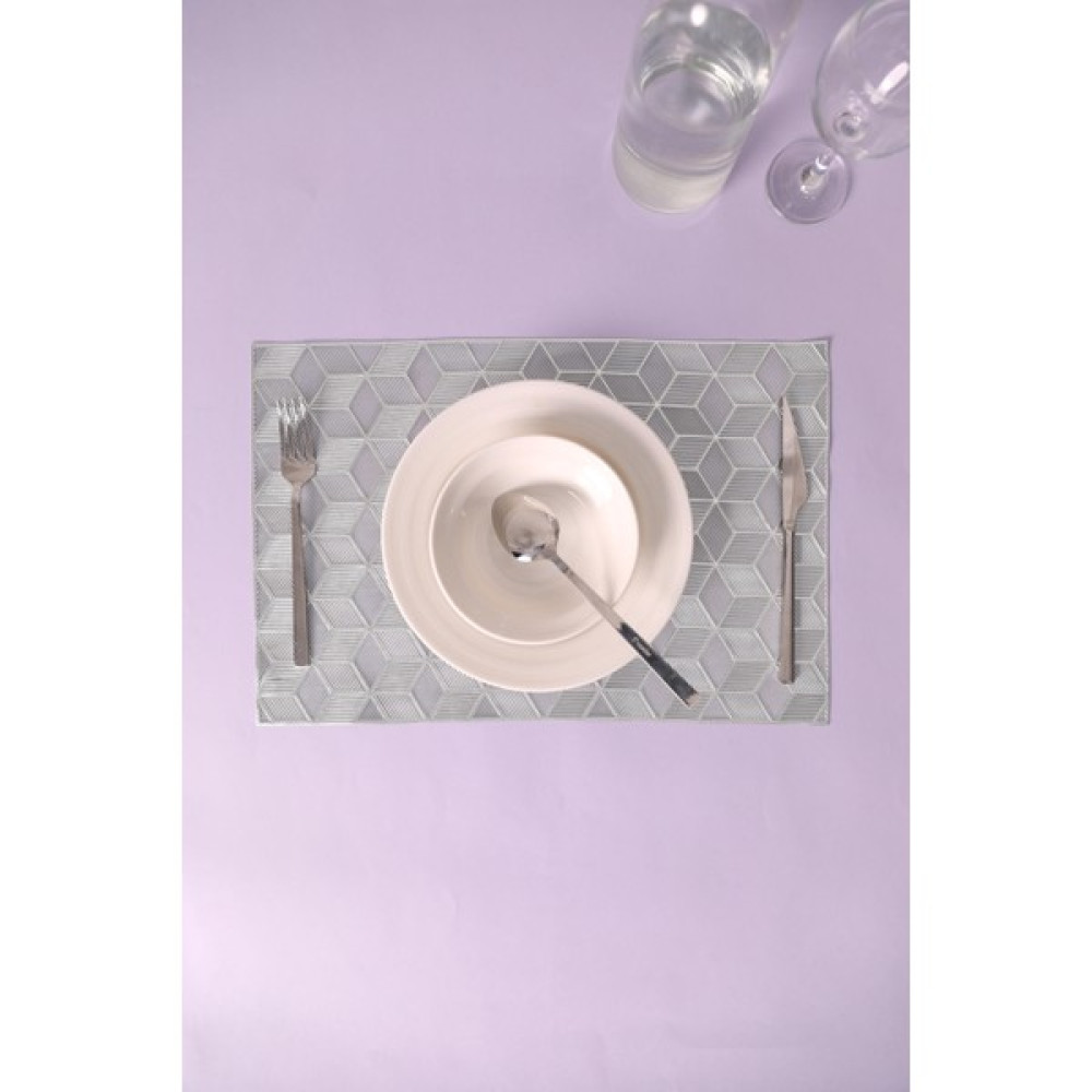 Favora Paçi Nivis Dikdörtgen 6lı Pvc Amerikan Servis Supla Seti - Gümüş - 30 x 45 cm Amerikan Servis Fiyatı