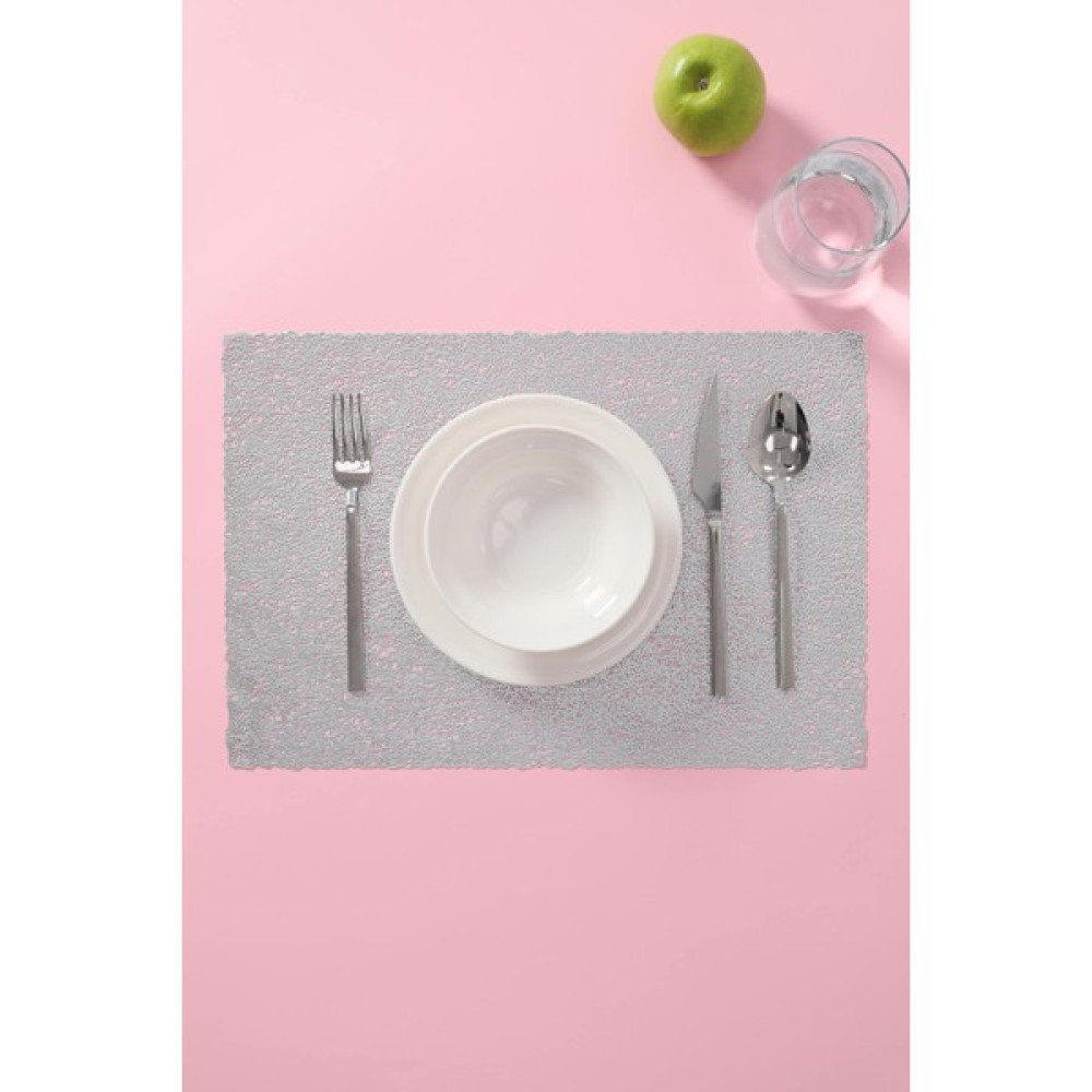 Favora Paçi Sarmaşık Dikdörtgen 6'lı Pvc Amerikan Servis Supla Seti - Gümüş - 30 x 45 cm Amerikan Servis Fiyatı