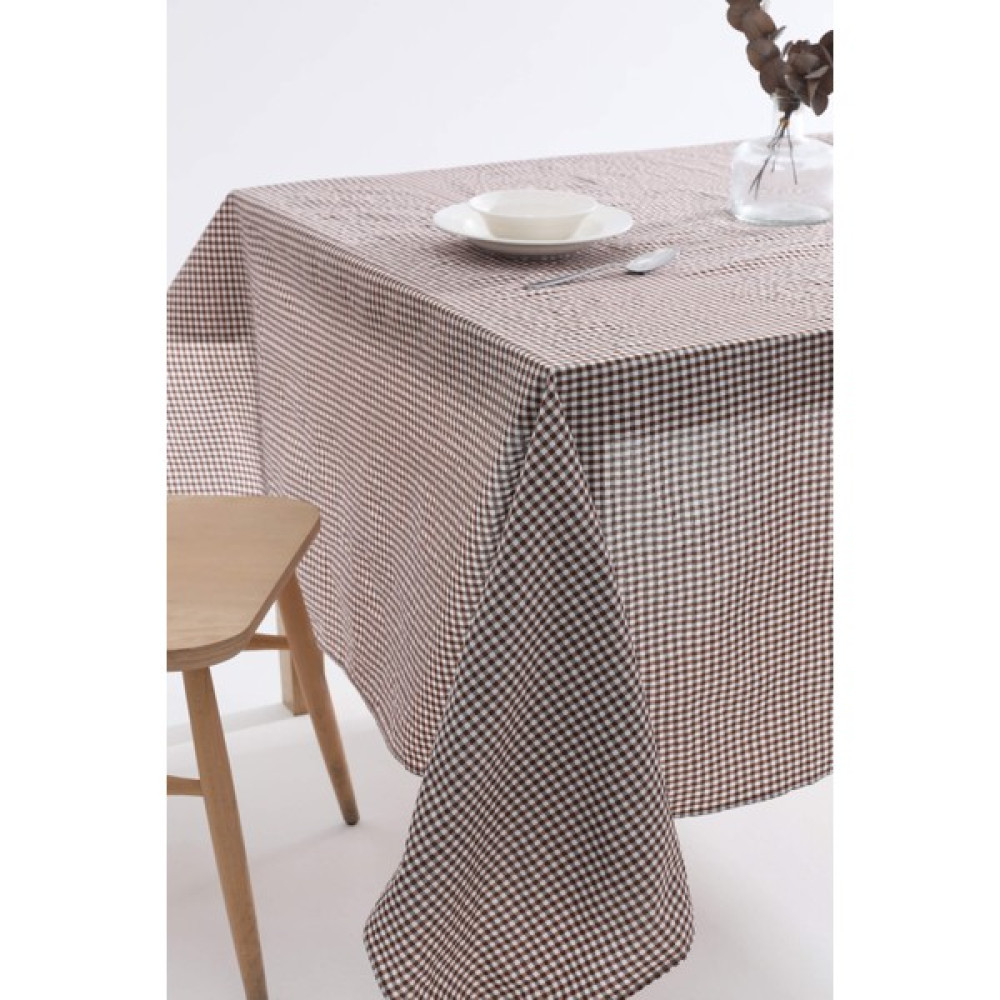 Favora Pötikare Desenli Leke Tutmaz Masa Örtüsü Sofra Bezi - Kahverengi - 150 x 160 cm Masa Örtüsü Fiyatı