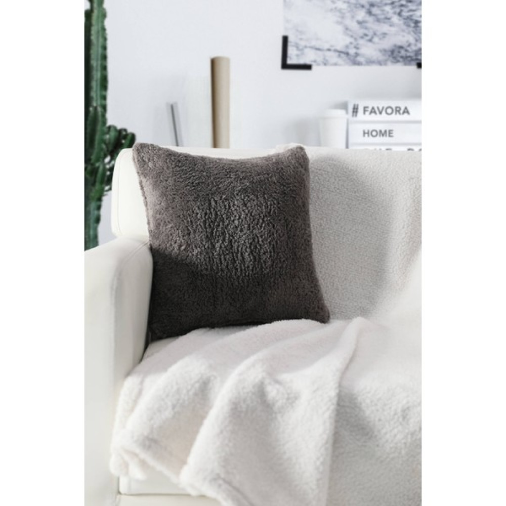 Favora Soft Dekoratif Peluş Kırlent Kılıfı 42X42 cm - Antrasit - 42 x 42 cm Kırlent / Mobilya Yastığı Fiyatı