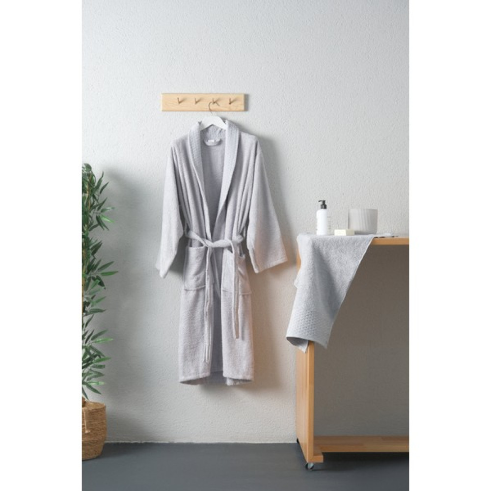 Favora Tuwa Unisex Pamuklu Xl Beden Tekli Bornoz Seti - Gri - 2XL Bornoz Fiyatı