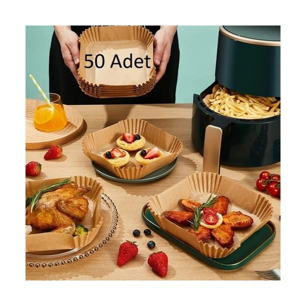 Favori Mutfak Airfryer Pişirme Kağıdı 50 Adet Hava Fritözü Kare Model Pişirme Kağıdı Airfryer Yağsız Firitöz Pişirme Kağıdı Fiyatı