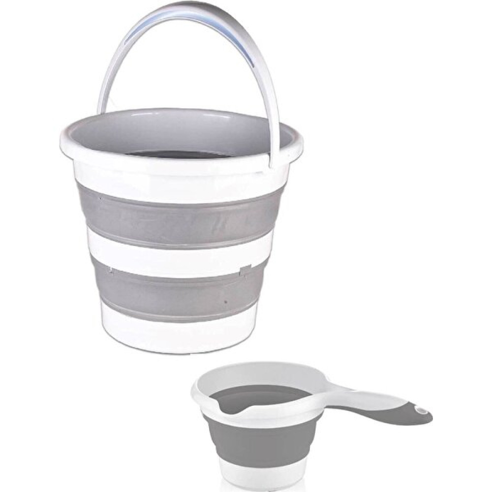 Favori Mutfak Katlanır Kova ve Katlanır Maşrapa Set Akordiyon Set - Gri - 11 X 16 Sepet Fiyatı