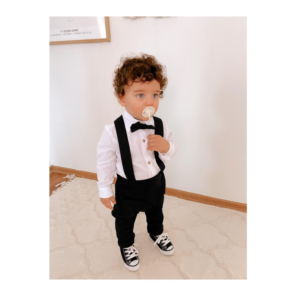favorimkids Siyah Pamuklu Harem Salopet Klasik Uzun Kollu Gömlek Papyon 4 YAŞ Beden Bebek Giyim-Tekstil Fiyatı