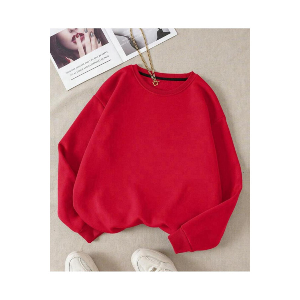 FAVORİST Bisiklet Yaka Sweatshirt Düz Baskısız ( SOFT ) Geniş Kalıp L Beden Bayan Sweatshirt Fiyatı